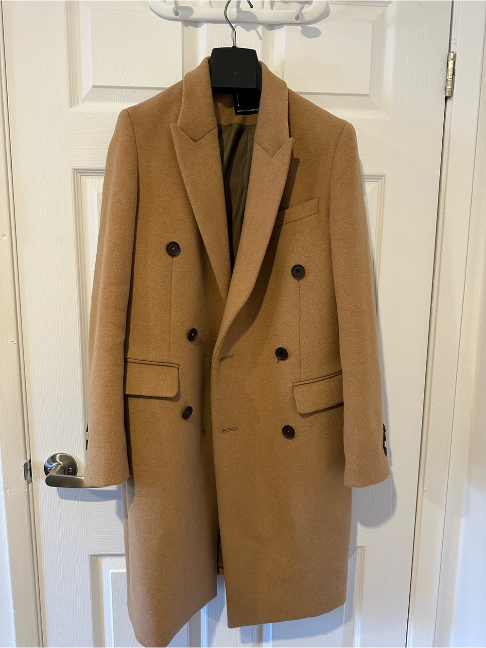 Double-Breasted Camel Wool-Blend Overcoat